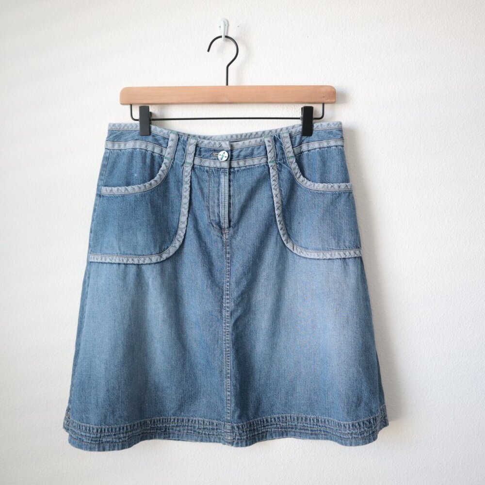 Vintage Y2K Low Rise A-Line Denim Skirt | M